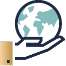 An Icon of a hand holding a planet.
